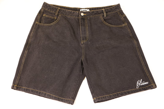 Charcoal/Black - Baggy Fit Jean Shorts